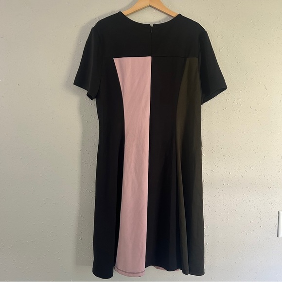 Hutch Asymmetrical Pink and Black A-line Mini Dress Retro Colorblock 60s Casual - Picture 4 of 6